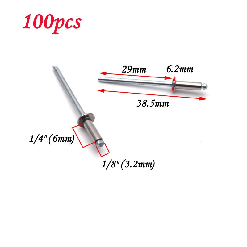 Antrader 1/8" x 1/4" 304 Stainless Steel Blind Rivets Pull Rivets Rivets Core Decoration Rivets Pack of 100 - Image 2